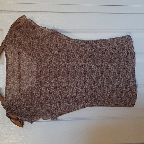 Sheer Top, Suzy Sheir, Size small, cream with pink flowers and purple vines - Picture 2 of 2